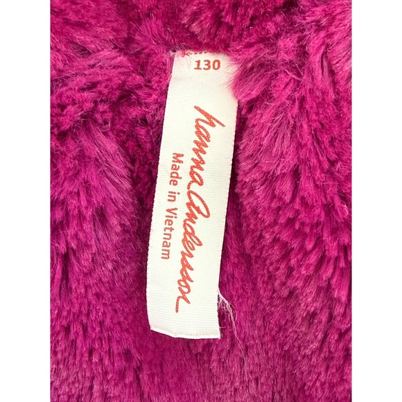 Hanna Andersson Reversible Jacket Girls 130 Pink Sherpa /Pink Orange Stripe Coat - Picture 4 of 7